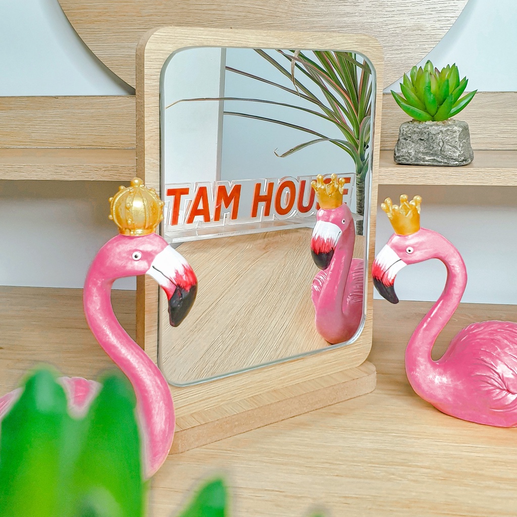 Gương trang điểm để bàn mini gỗ Tâm House PK02