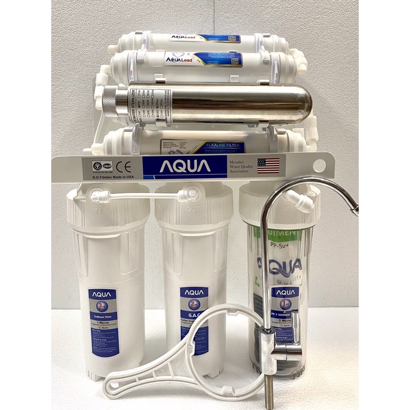 ❤️FREESHIP❤️ Máy lọc nước UF/Nano AQUA không điện không nước thải 11 cấp đèn UV