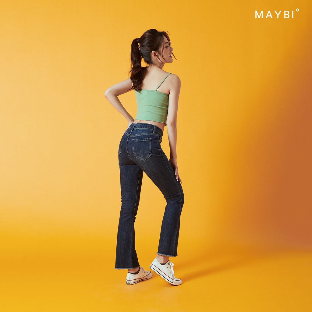MAYBI - Quần boot cut jean xanh đậm
