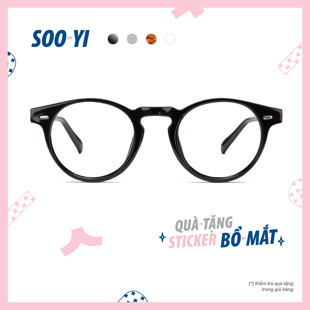 Gọng kính cận nam/nữ Soo-Yi YUN chất liệu nhựa dẻo, mắt tròn cá tính, thời trang