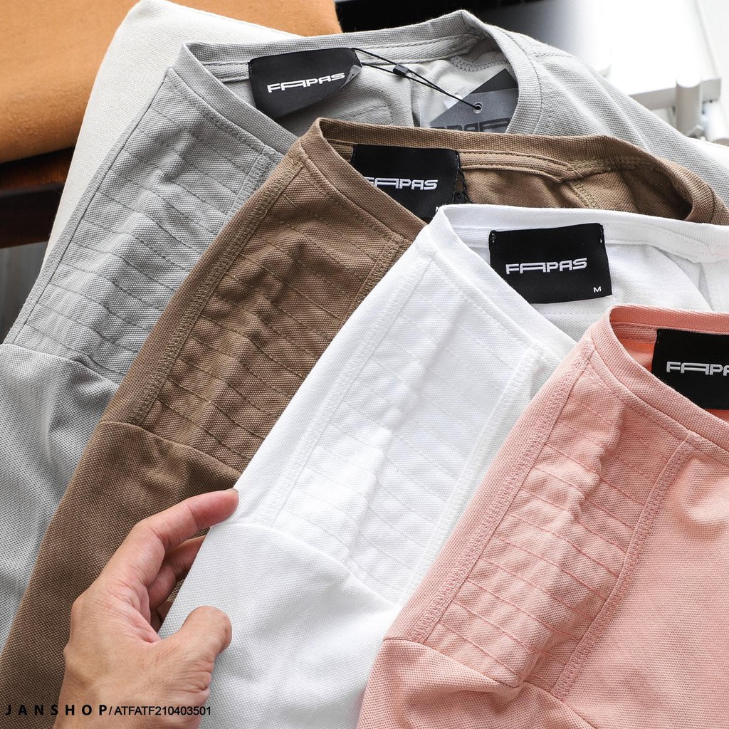 Áo Thun Nam, Áo Phông Nam Cổ Tròn FAPAS, Vải Cotton Co Giãn, Form Slim Fit