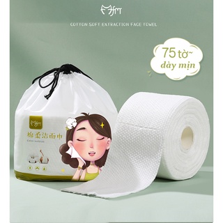 Khăn giấy lau mặt dùng 1 lần cuộn 75 tờ cotton mềm mại