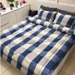 Trọn bộ 5 món ga gối chăn phao poly cotton có ruột bông dày loại 1 ( nhắn chọn mẫu )