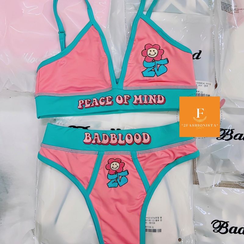 2FASHIONISTA BIKINI 2 mảnh 2023 (hồng viền xanh) - Áo tắm sexy (40-60kg)