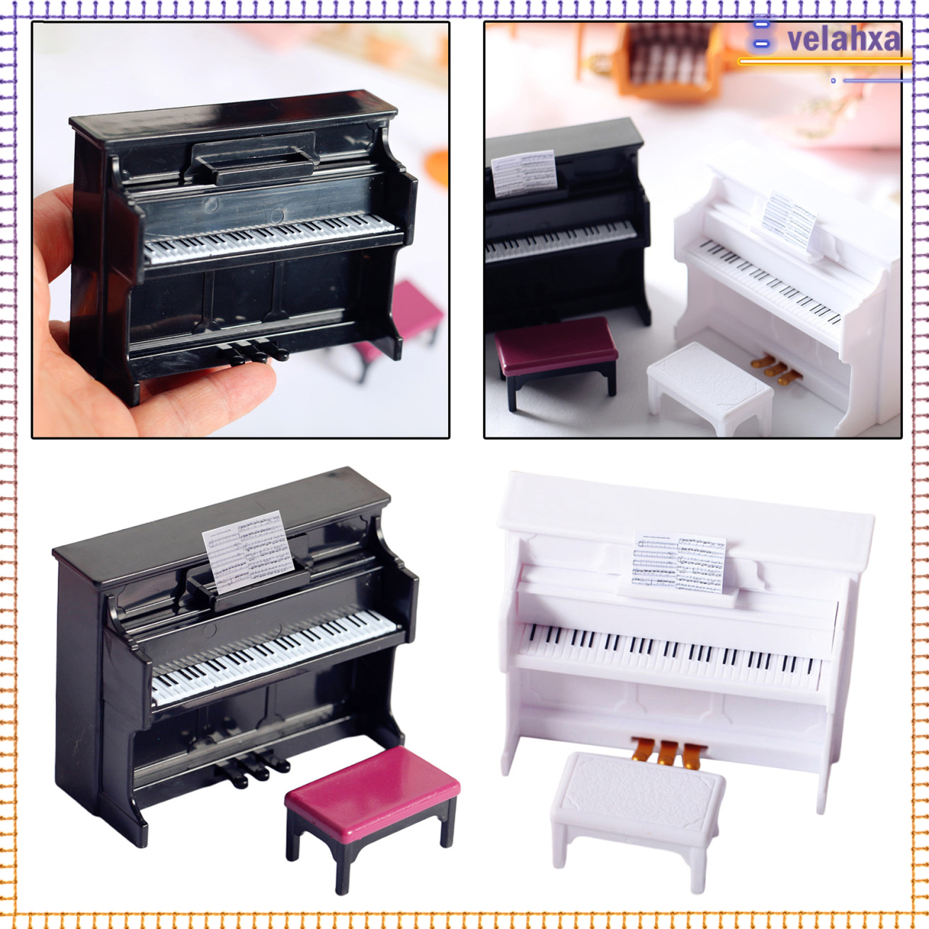 Đàn Piano Thu Nhỏ Với Ghế Nhân Tạo Độc Đáo Sống Động Trang Trí Nhà Búp Bê 12 Bjd 1/6