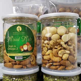 Mixed nuts 4 loại hạt dinh dưỡng Macca, Óc Chó Vàng, Hạnh Nhân, Hạt Điều đã tách vỏ ( 165k / hộp 250gr)