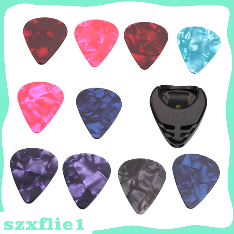 [🔥Hot Sale🔥] 10pcs Guitar Picks & Guitar Pick Holder Easy to Paste on the Guitar