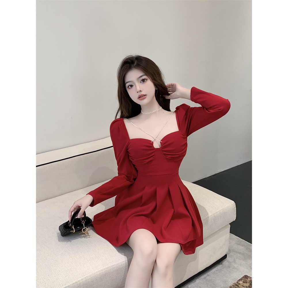 Đầm nữ dáng xòe tay dài mini Emilyshop