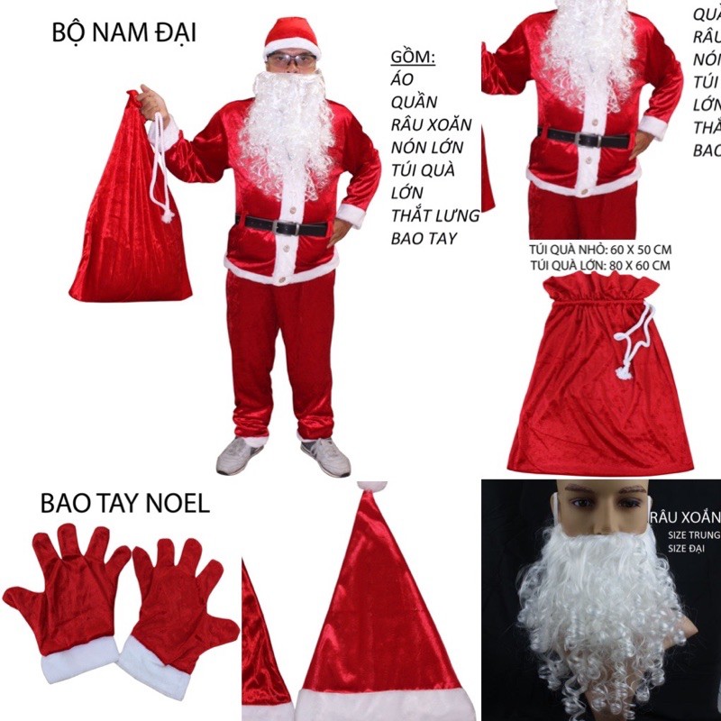 Bộ ông già noel vải nhung xịn   dành cho người lớn 1m7-1m8