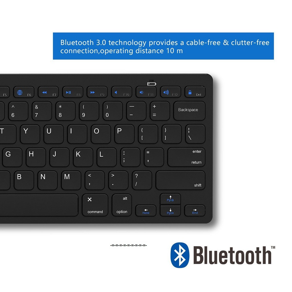 Bàn phím rời Bluetooth cho điện thoại, máy tính bảng (Đen) Tặng tai nghe