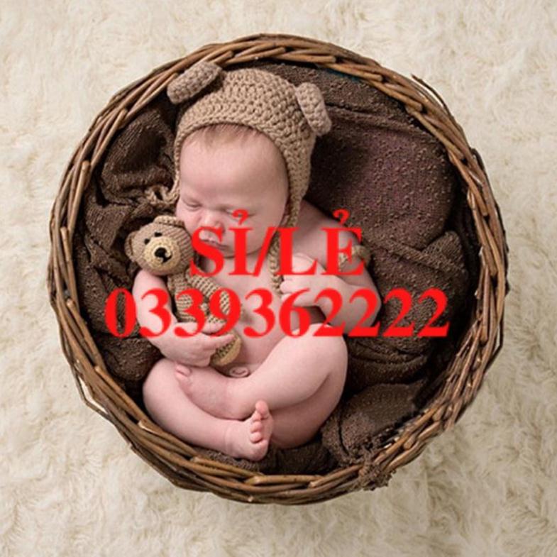 Mũ len hình gấu bông xinh xắn làm phụ kiện chụp ảnh cho bé
