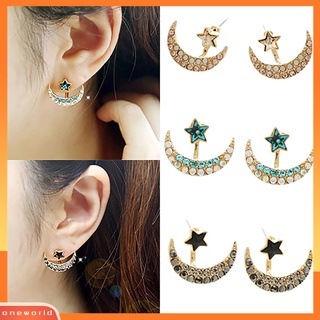 Khuyên Tai Hình Mặt Trăng Và Ngôi Sao Đính Đá Thời Trang Thanh Lịch Dành Cho Nữ