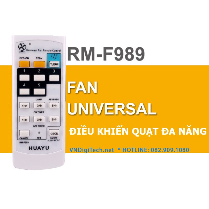 Điều khiển quạt đa năng RM-F989 HUAYU dùng khiển cho các dòng quạt bàn, quạt treo tường, quạt trần ...