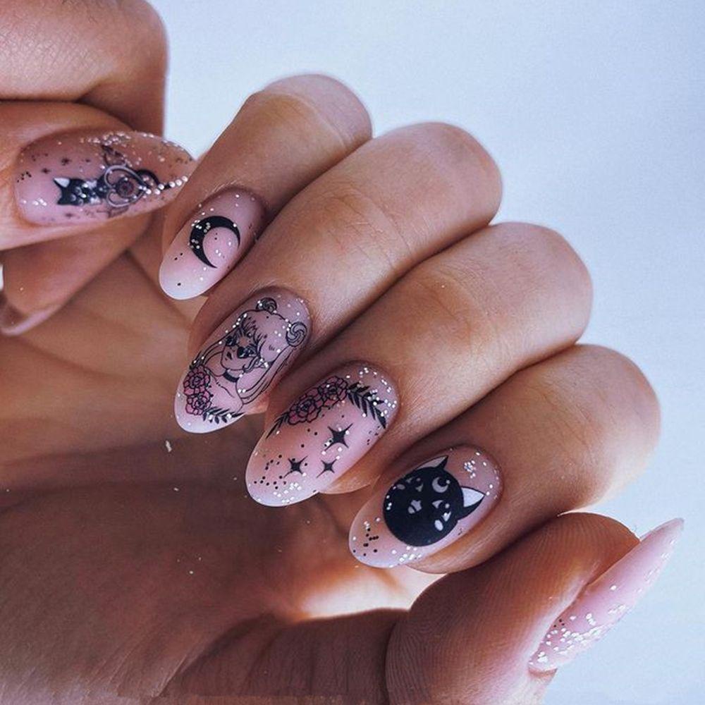 1 Tờ Sticker Dán Móng Tay Tự Dính Hình Chuột Mickey / Công Chúa Bạch Tuyết / Vịt Hoạt Hình Đáng Yêu Dành Cho Bé Gái