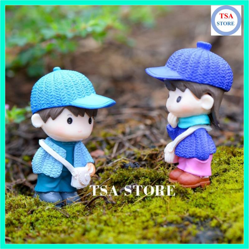 Phụ kiện tiểu cảnh terrarium Cặp đôi cute trang trí tiểu cảnh/chậu cây mini/hồ cá/bonsai/hòn non bộ/sen đá/xương rồng