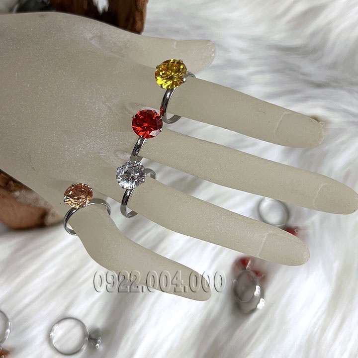 Nhẫn nữ đính viên đá màu lớn (10 li).
