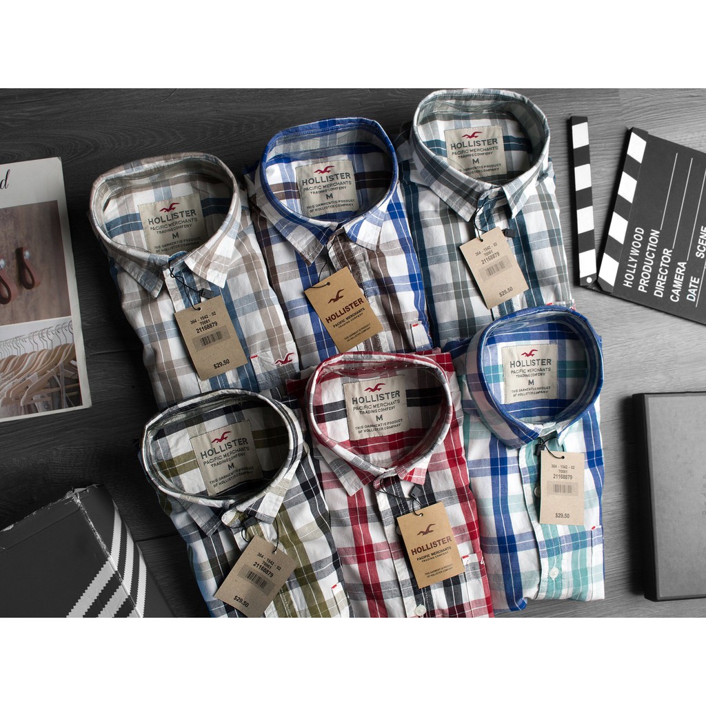 Áo sơ mi caro nam tay ngắn Kẻ Xanh Dương Xanh Ngọc Hollister America Cao Cấp - Tín Đồ Thời Trang | BigBuy360 - bigbuy360.vn