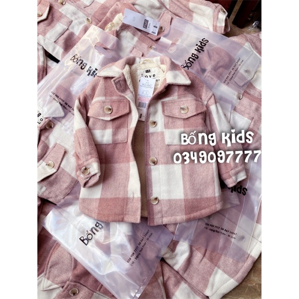 Áo Khoác Dạ Overshirt Bé Gái Lót Cừu Hồng Đất F&amp;F