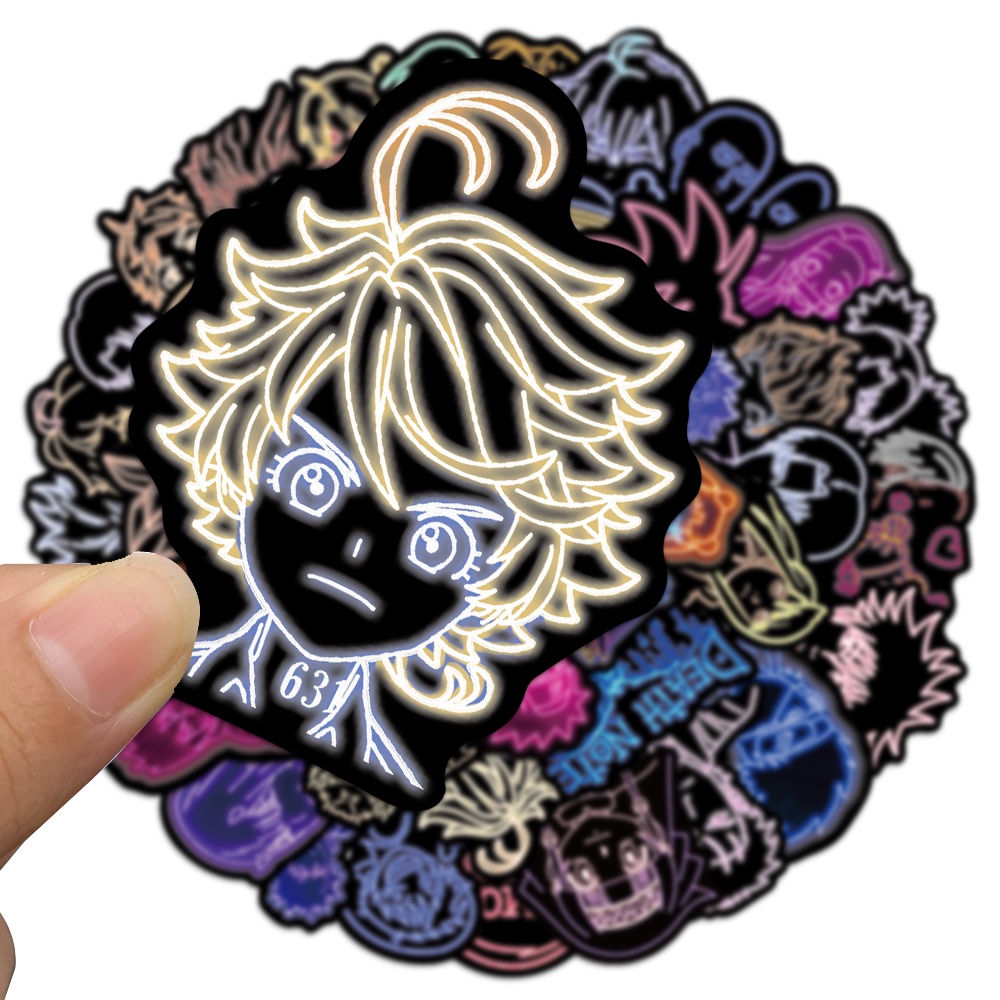 Set 10/30/50 Nhãn Dán Hoạt Hình Màu Neon Trang Trí Đa Năng