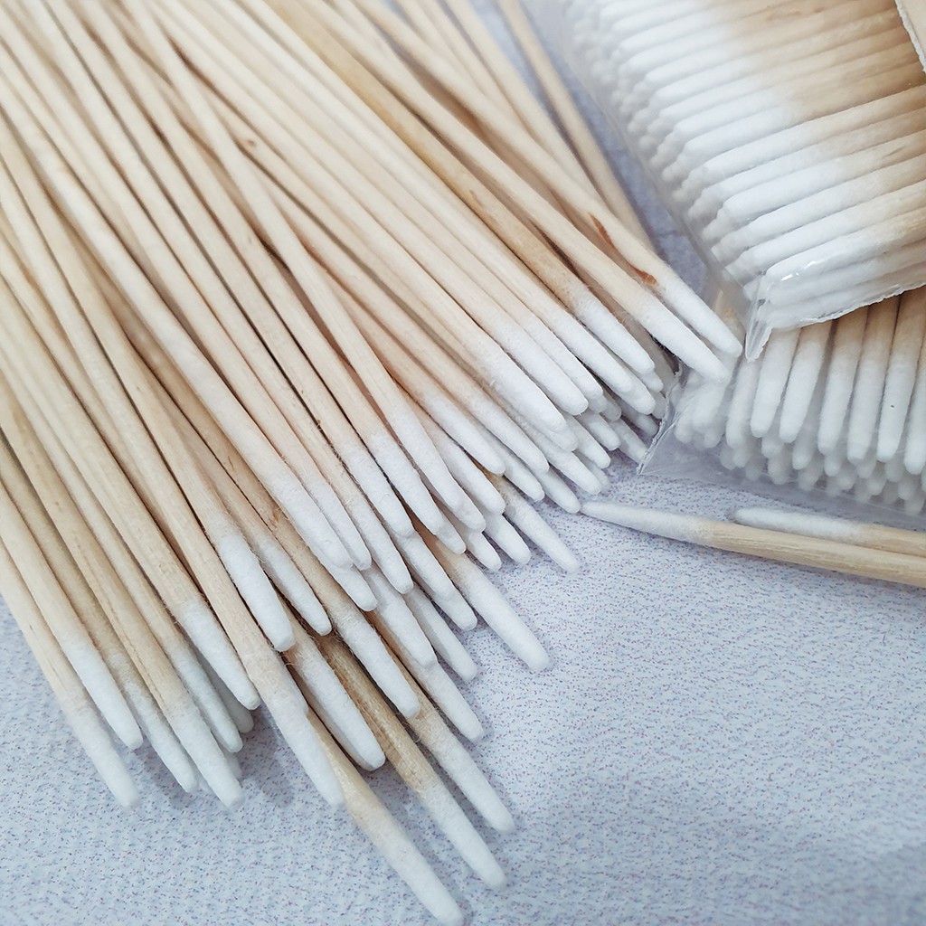 Tăm bông gỗ viền nét, Tăm bông nối mi, tháo mi, phun xăm