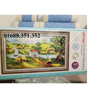 tranh đính đá phong cảnh làng quê việt nam kt 90x53cm