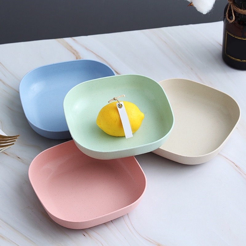 Set 8 Đĩa Lúa Mạch Hình Vuông Màu Pastel Dễ Thương