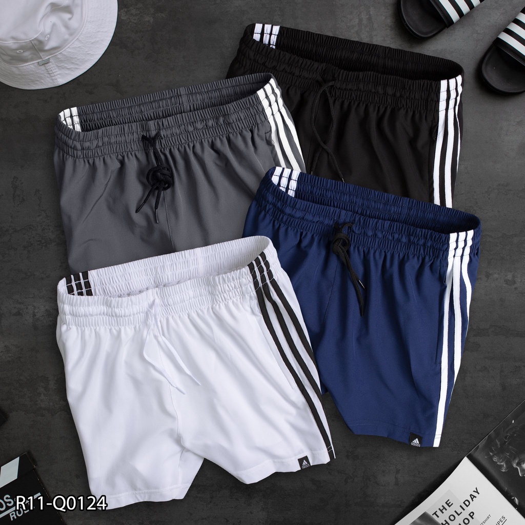 Quần run nam Adidas R11 phối 3 sọc 2 bên- xi dãn 2 lớp form trên gối - thể thao nam VNXK