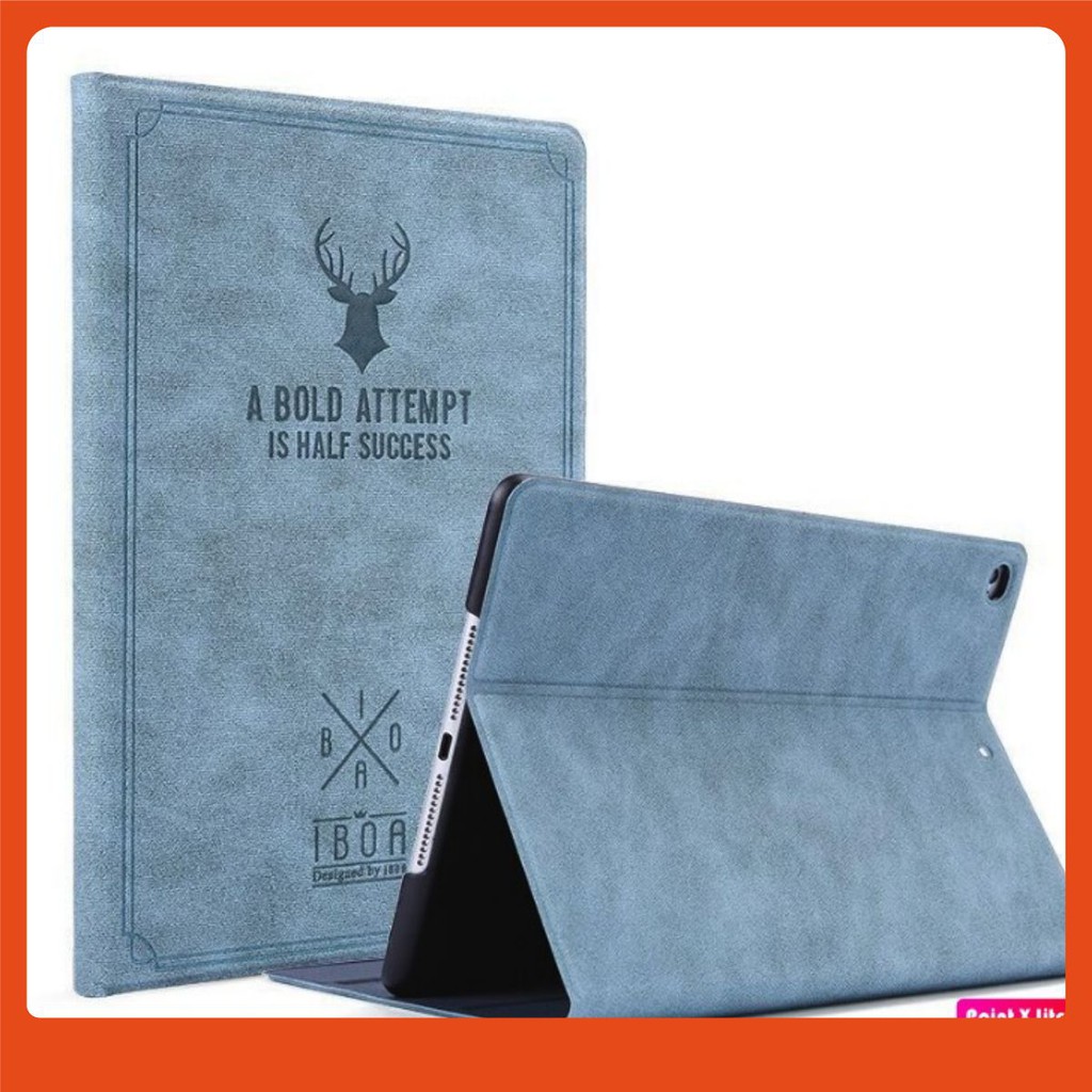 Bao Da iPad, Ốp Dập Nổi Logo Đầu Hươu da lộn cao cấp