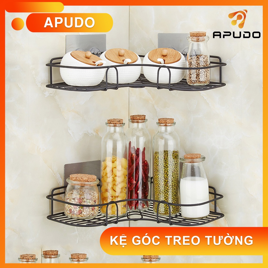 Kệ Góc Treo Tường Khung Thép Cacbon, Kệ Để Đồ Nhà Tắm Sơn Tĩnh Điện Tặng Kèm Bộ Móc Dán Tiện Lợi.