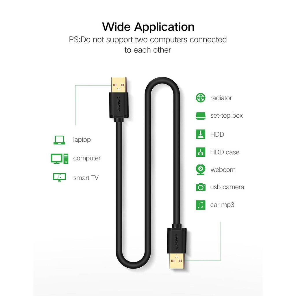 Cáp USB 3.0 Male To Male Cao Cấp | UGREEN US128 Chính Hãng