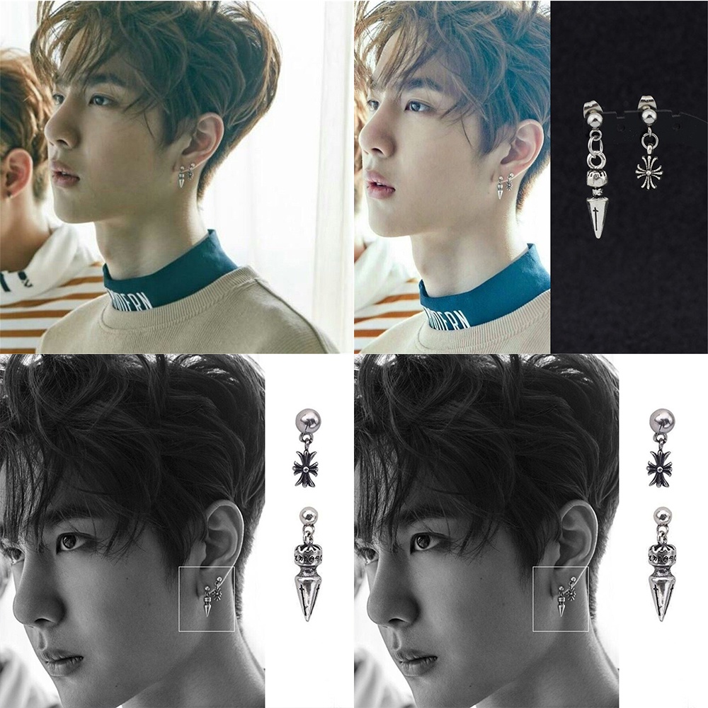 1 Khuyên Vành Tai Bằng Thép Không Gỉ Phong Cách Retro Cá Tính