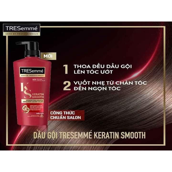 [Nội Địa Thái] Dầu gội đầu Tresemme KERATIN SMOOTH màu đỏ cặp dầu gội xả thái lan 450ml, 5 trong 1 suôn mượt