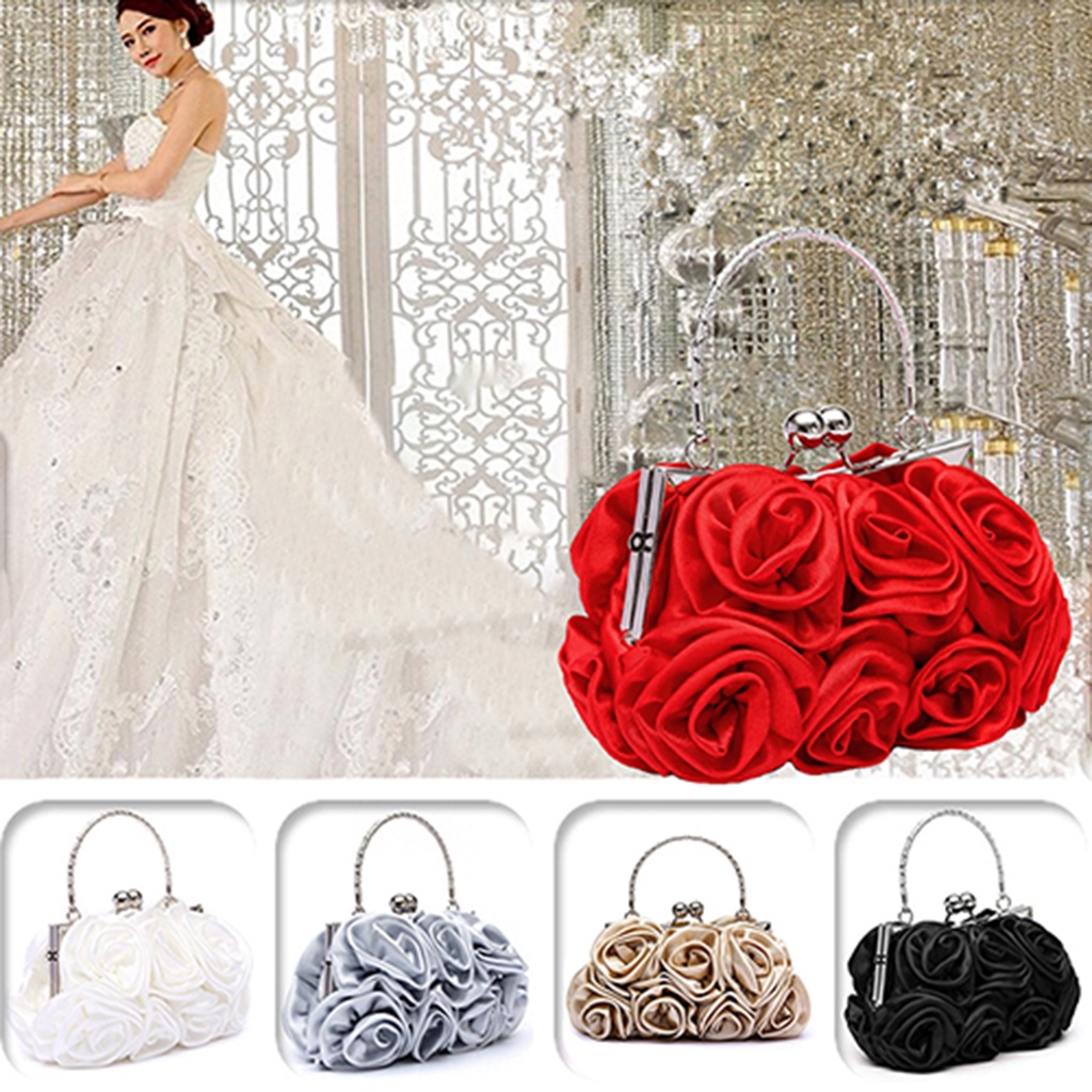 Túi Xách Giả Lụa Họa Tiết Hoa Hồng Thời Trang Cho Nữ