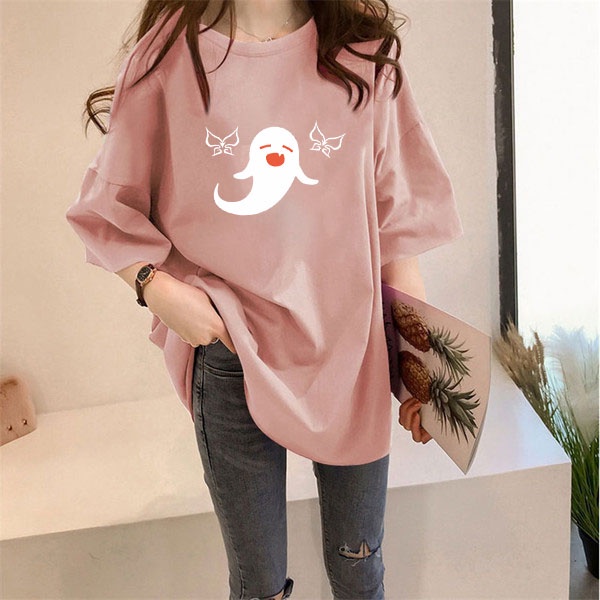 NRVP Áo thun ngắn tay dáng rộng in hình thời trang mùa hè Hàn Quốc 2022 cho nữ