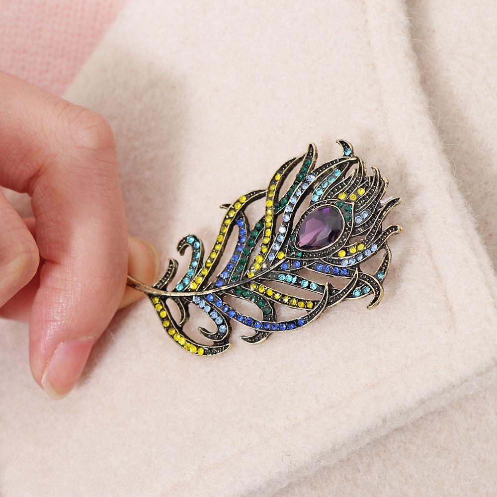 Ghim Cài Áo Hình Chim Công Dành Cho Nữ|Ghim Cài Áo Tráng Men Màu Xanh Đậm Phong Cách Boho Thời Trang