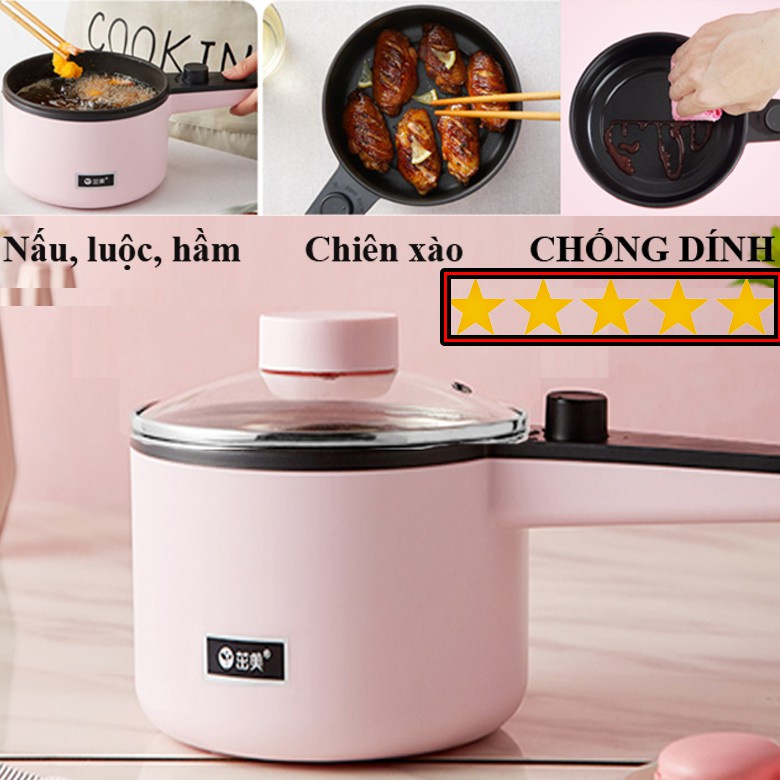 Nồi Lẩu Mini tay cầm dài ,ca nấu mỳ lòng nồi chống dính Đa Năng Cao Cấp JIASHI Dùng Để Chiên Xào