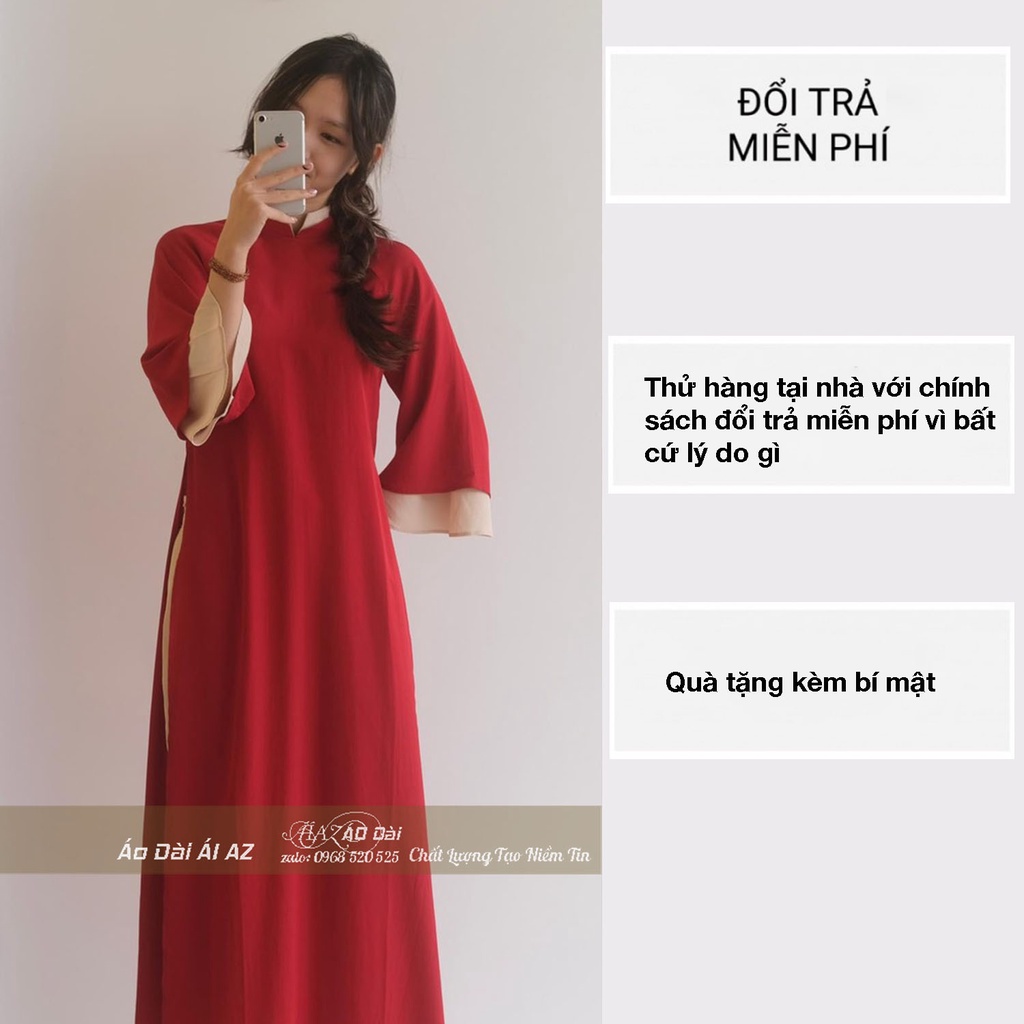 Áo Dài Cách Tân Nữ Dáng Suông Tay Ngắn Loe Bèo AZ01-2