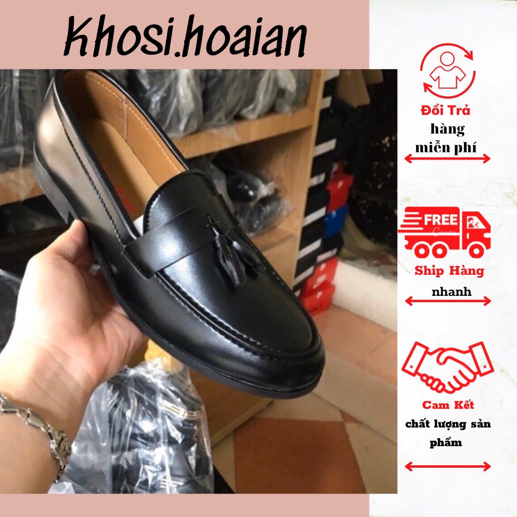 Ảnh Thật Shop) Giày Da Nam Mọi Công sở Giày Lười Tây Ngang Chuông Đế Cao Su