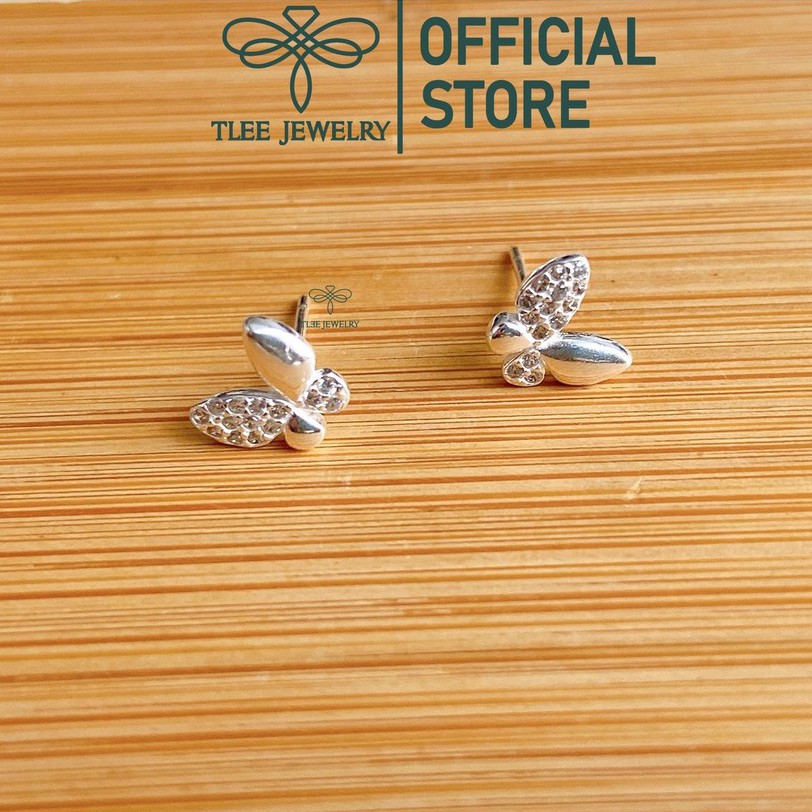 Khuyên tai bạc nữ TLEE cánh bướm nhỏ nạm đá xinh xắn TleeJewelry B0184