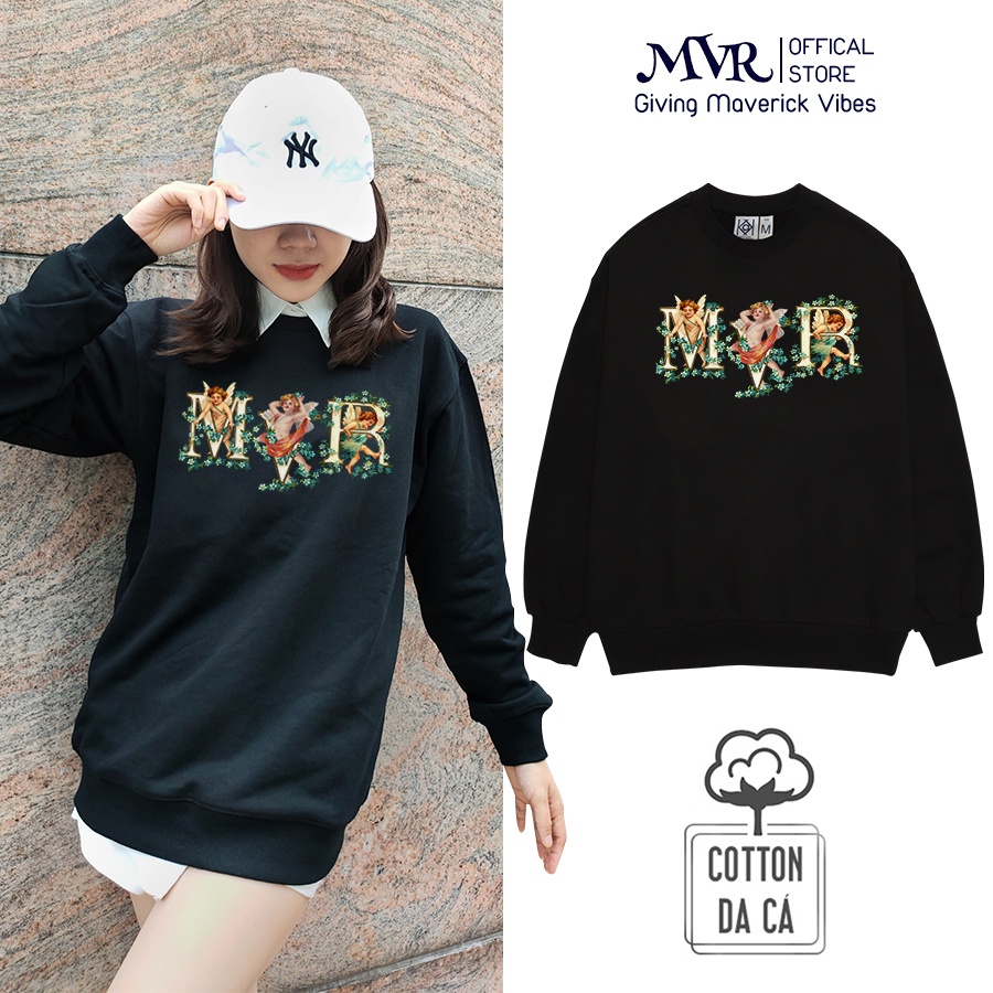 Áo Sweater Cotton Da Cá Hàn Quốc ao thun tay dài hình thiên thần hoa giáng sinh noel Cho Nam và Nữ MVR TT739-TT740