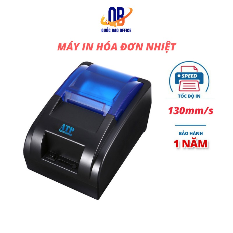 Máy In Nhiệt - Máy In Hóa Đơn, In Bill, In Tem ATP-H58 - màu Đen - Hỗ Trợ Kết Nối Mạng LAN & USB & Bluetooth