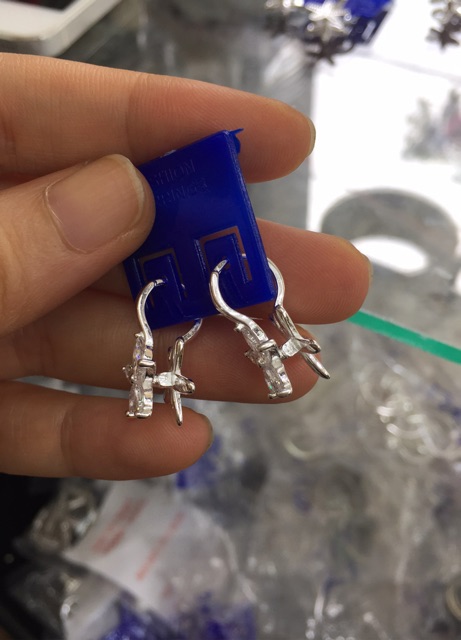 Khuyên tai hoa 5 cánh đối xứng bạc ta