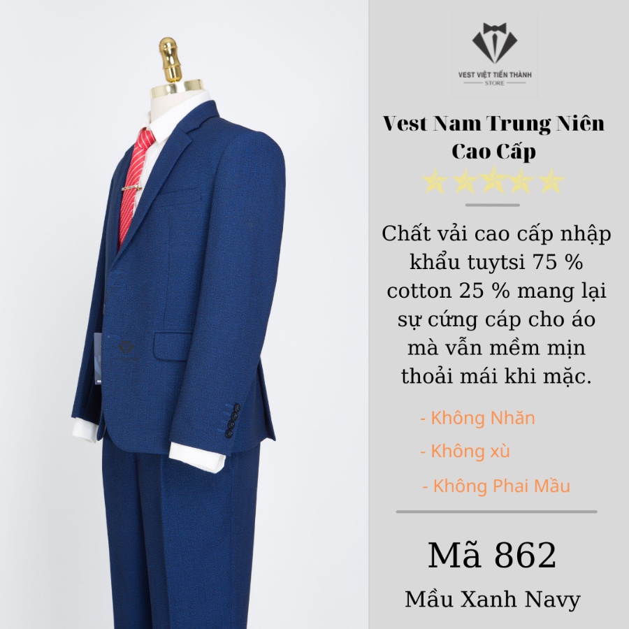 Bộ vest nam trung tuổi vest việt tiến thành chất liệu tuýt si nhập khẩu ấn độ