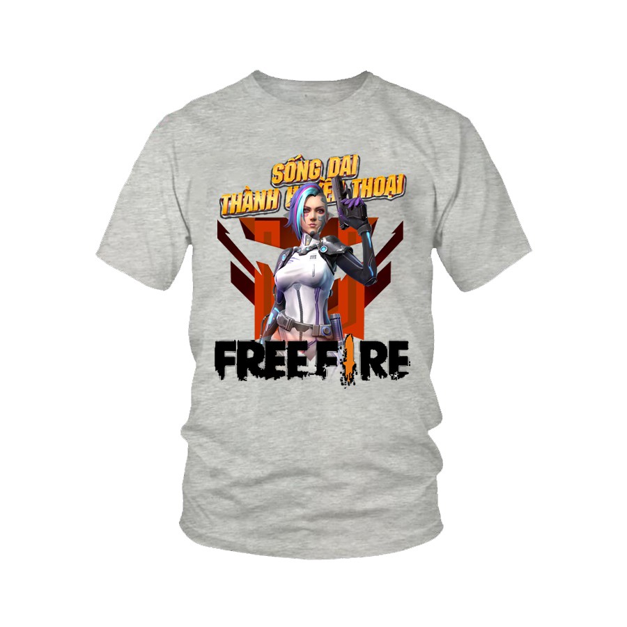 Áo thun game Free Fire full nhân vật dành cho cả nam và nữ - Xám