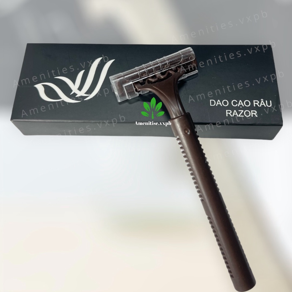 100 dao cạo nâu đựng vỏ hộp giấy (mẫu cánh chim) dùng 1 lần cho khách sạn