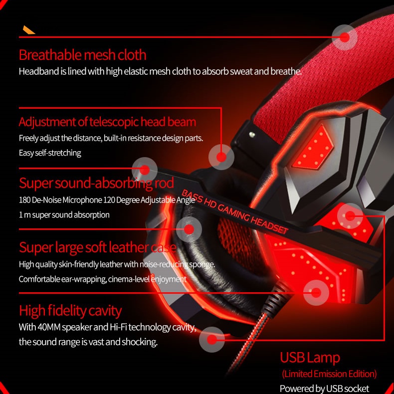 PLEXTONE PC780 Tai nghe gaming có mic có đèn LED cho máy tính, Tai nghe chụp tai gaming, tai nghe chơi game PUBG