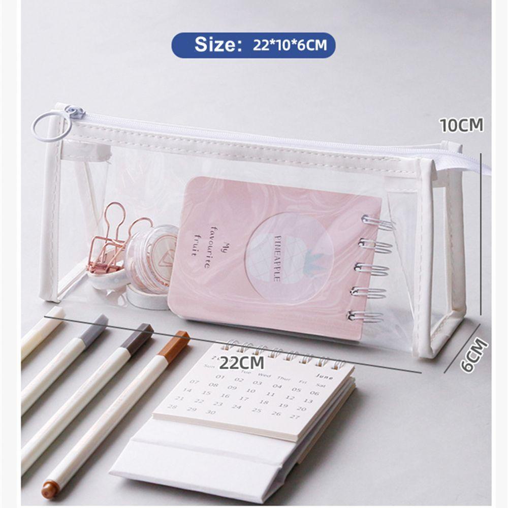 Túi Đựng Bút Trong Suốt Sức Chứa Lớn Có Khóa Kéo Phong Cách Hàn Quốc