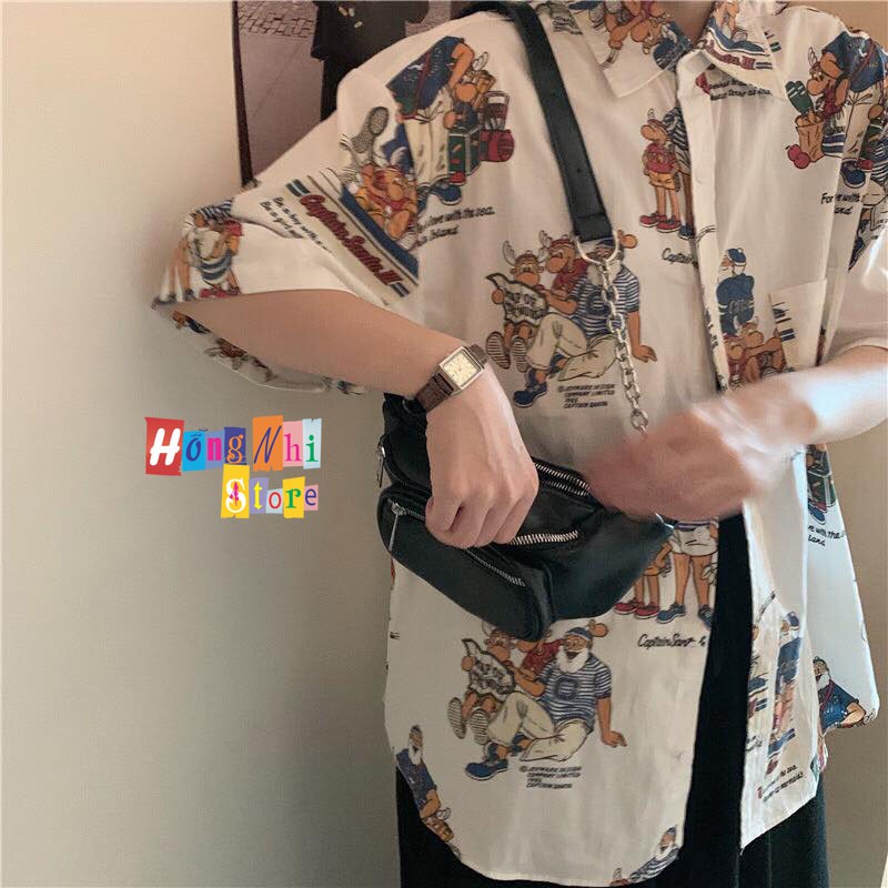 Áo Sơ Mi Hoạ Tiết Tay Lỡ Dáng Rộng, Sơ Mi Đi Biển, Sơ Mi Hoạt Hình Tay Lửng Unisex - MM | BigBuy360 - bigbuy360.vn