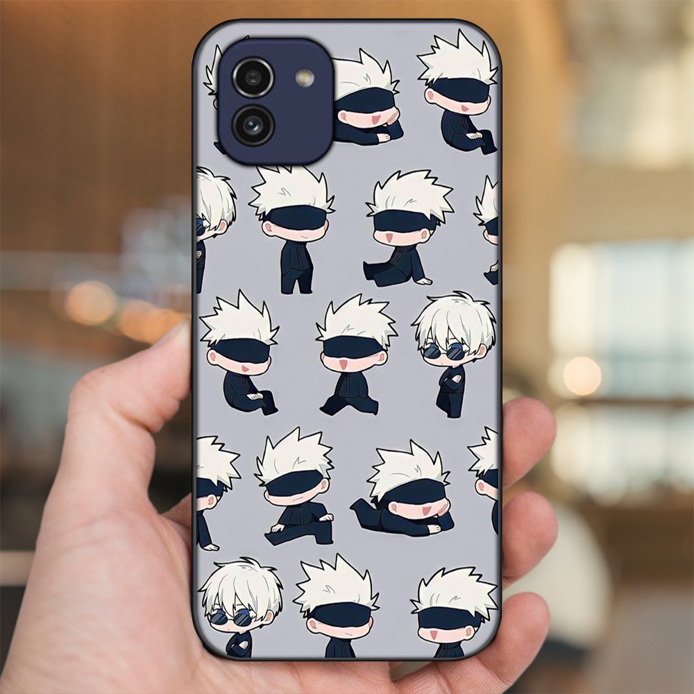 Ốp lưng Samsung A03 viền đen in hình Satoru Jujutsu Kaisen