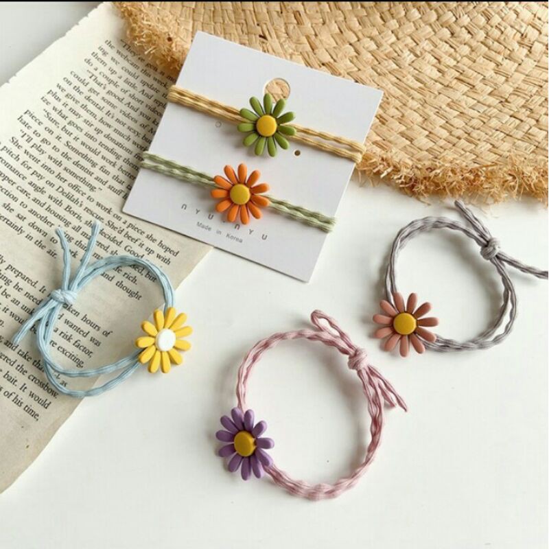 Sét 5 dây chun buộc tóc hoa cúc hoa mi đủ 5 màu cực xinh